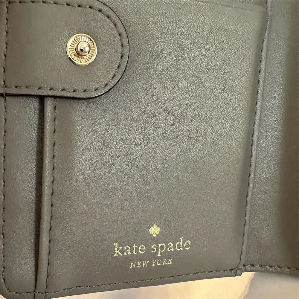 Kate Spade Tellie Bixby Place Gray Glossy Patent Leather Bifold Wallet